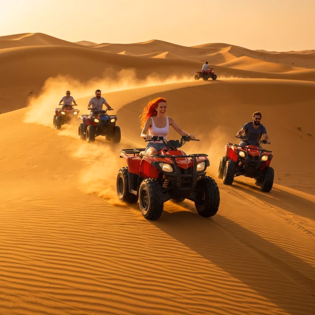 Quad biking adventure best Dubai desert safari dune bashing