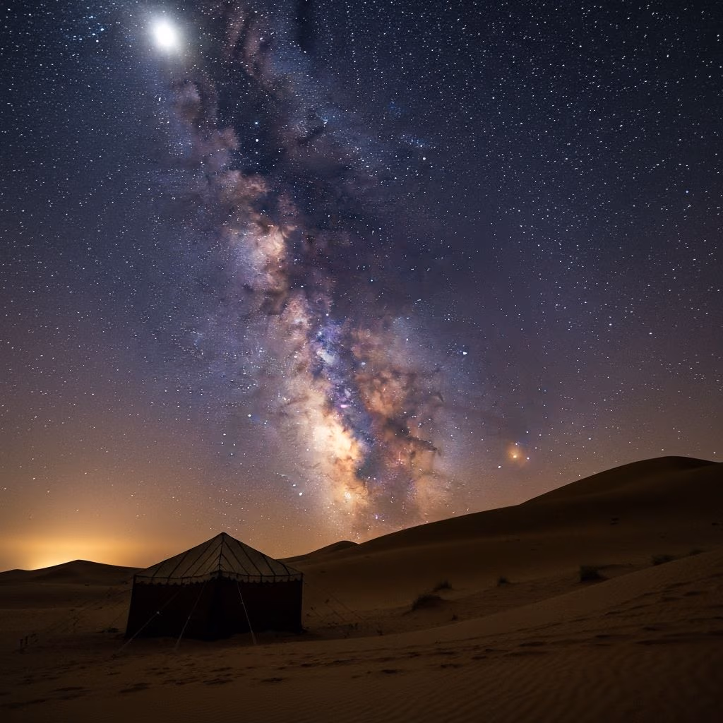 Milky Way over overnight desert safari camp Dubai