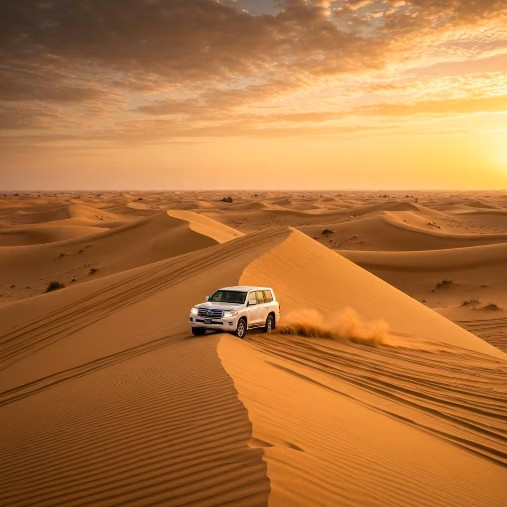 Golden desert landscape best Dubai desert safari