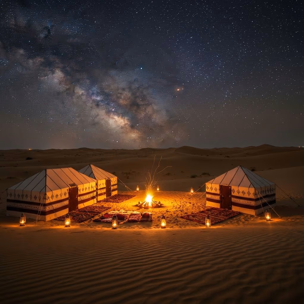 Overnight desert safari camping under stars Dubai